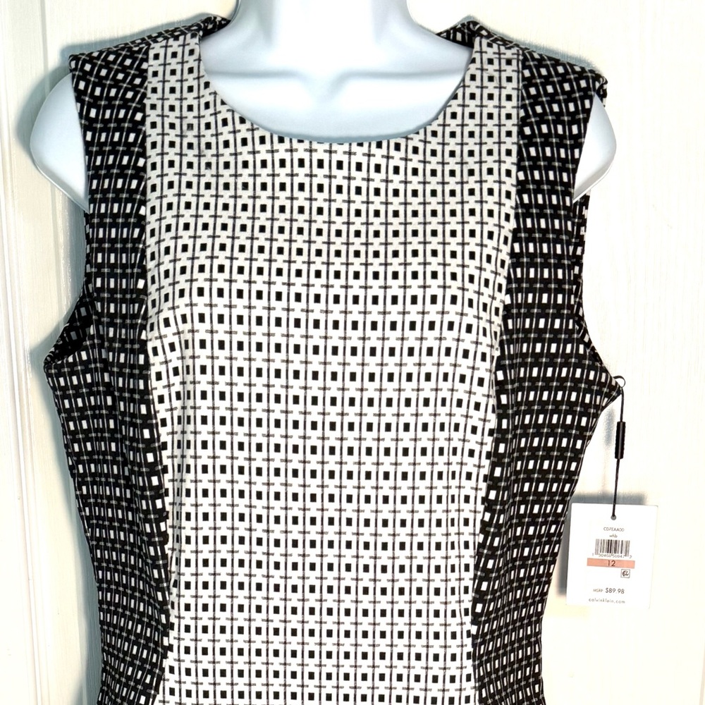 Calvin Klein Black and White Sleeveless sheath Dress size 12 - Picture 15 of 16